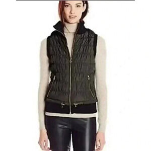 Calvin Klein black Quilted Puffer Front Zip‎ Fully Lined Vest Women’s Size Large